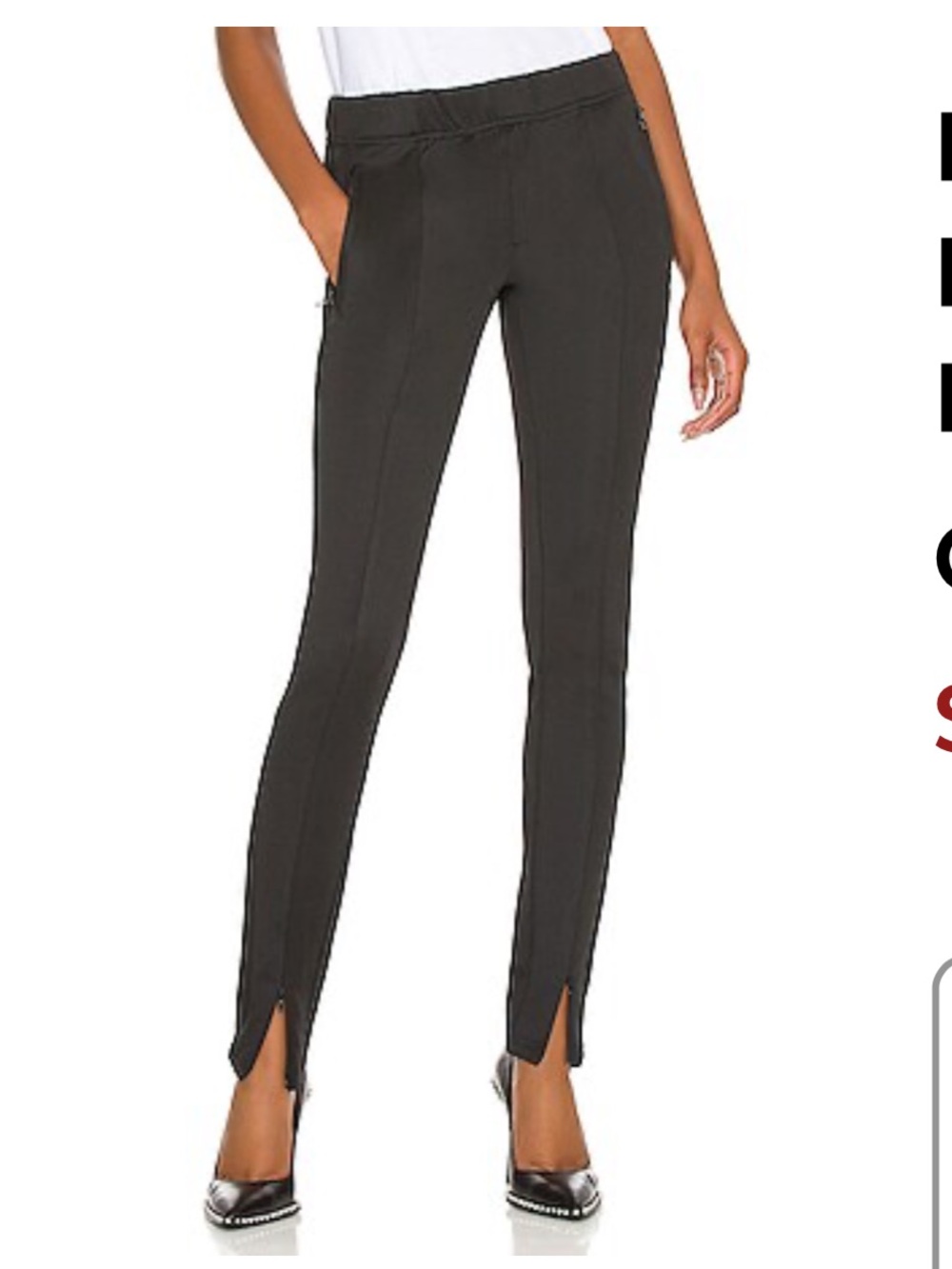 Pam & Gela Black Front Split Hem Cigarette Pants, P